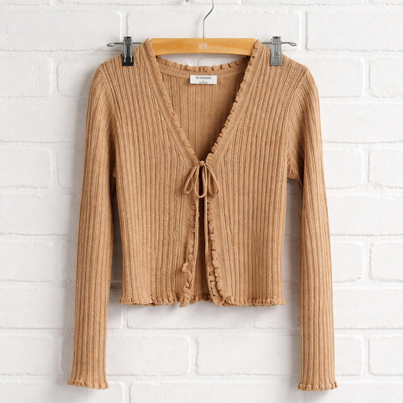 NWT The Workshop Size Medium Taupe cardigan with Tie in the Front - Picture 2 of 6